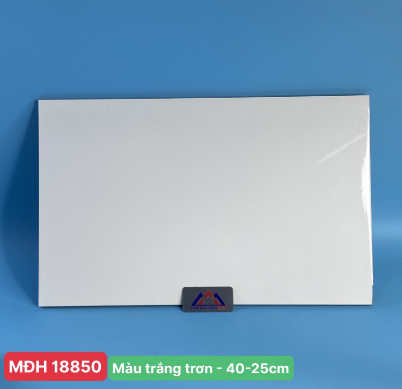 Gạch Men Bóng 25400, màu trắng trơn 25x40cm, 1 thùng=10 viên