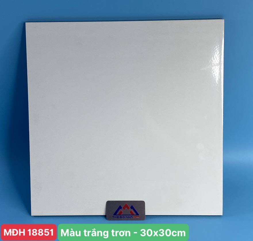 Gạch Men Bóng 300, màu trắng trơn, 30x30cm, 1 thùng = 11 viên