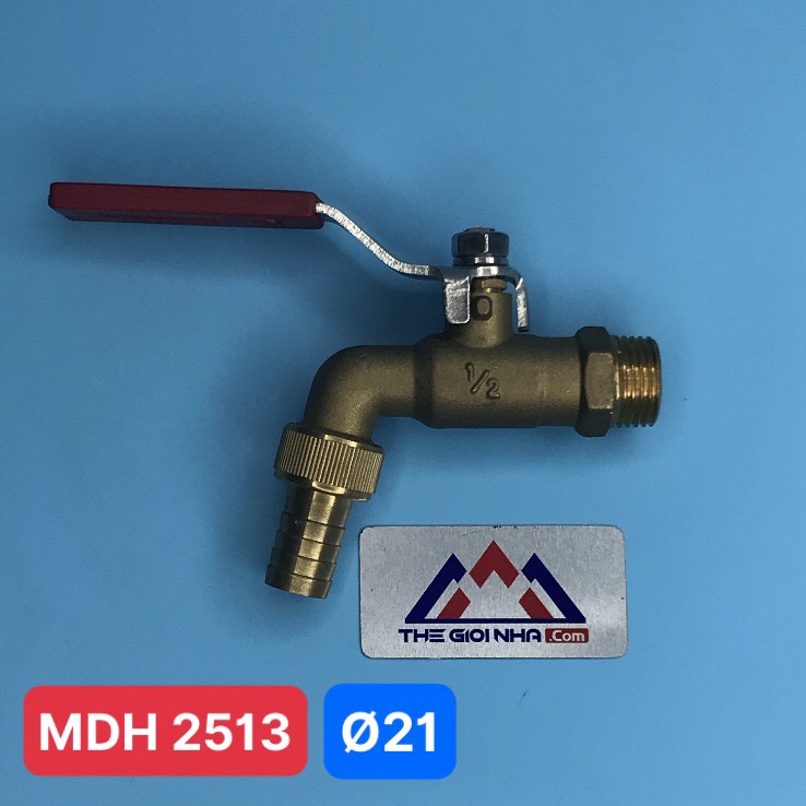 Vòi vườn tay gạt ϕ21 MinhHoa MIHA-PN16 ½inch DN15, chất liệu đồng, tay INOX