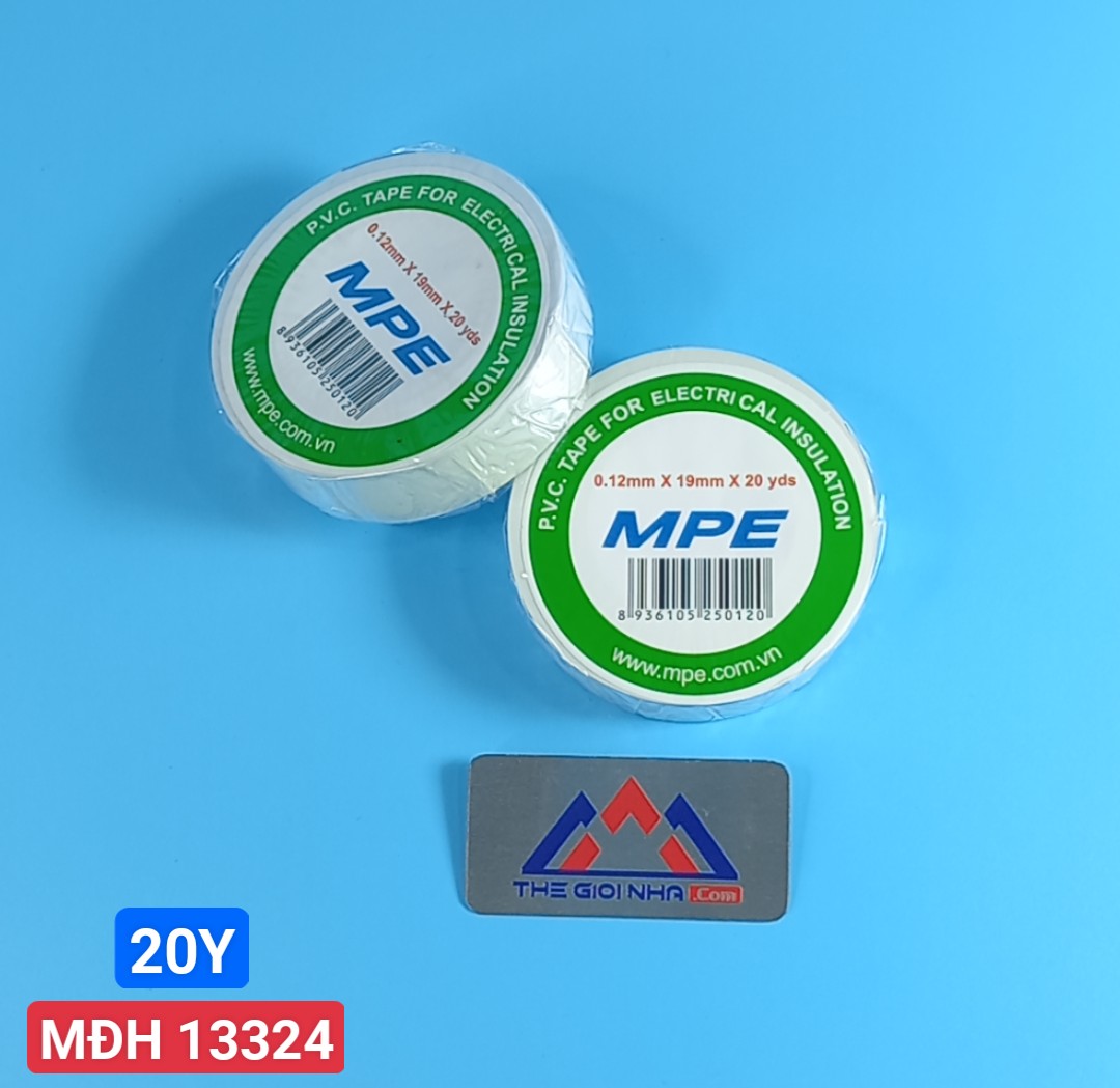 Băng keo điện MPE 0.12mmx19mmx20yds màu trắng
