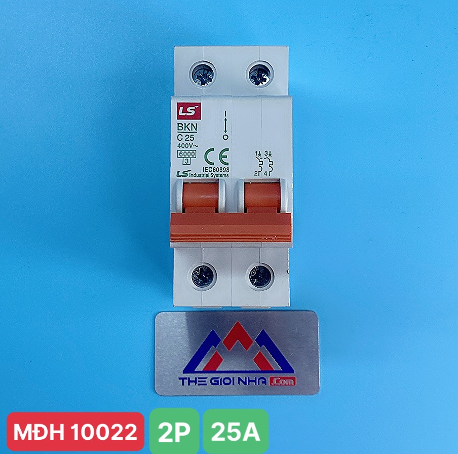 Cầu dao điện loại tép MCB LS, BKJ63N 2P 25A 6kA, gắn trên thanh ray