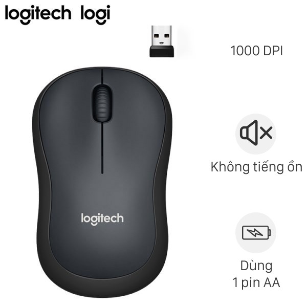 Chuột không dây Logitech M220 màu đen, chính hãng