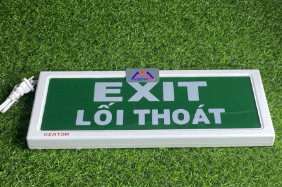 Đèn exit thoát hiểm 2 mặt Kentom KT-120, kích thước ( 35.2 * 14 * 3cm) có team kiểm định