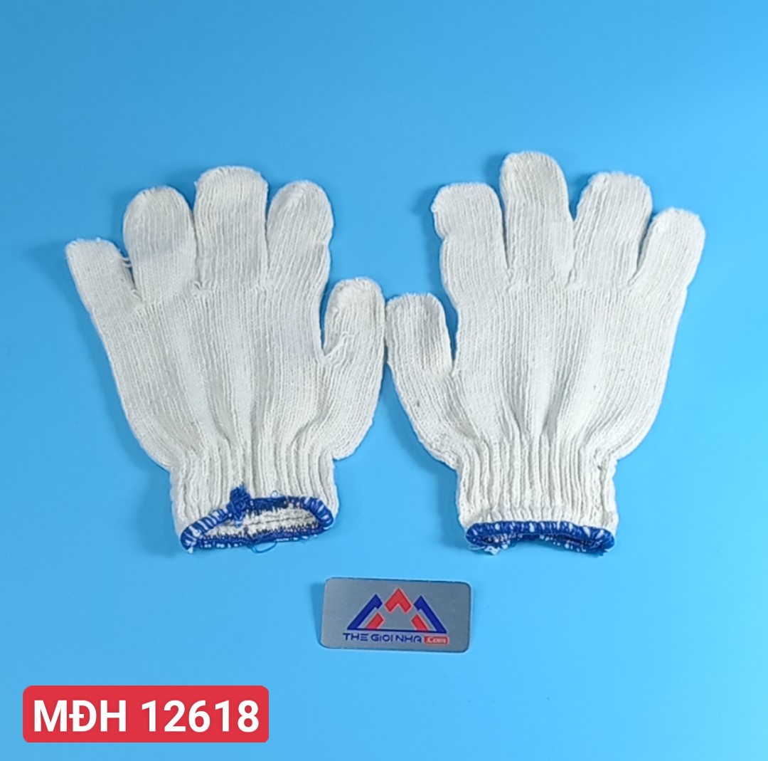 Găng tay len sợi Poly trắng 40g