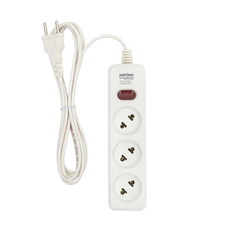 Ổ cắm lõi sứ chống cháy Sopoka 3L2-5, dây 4.5m
