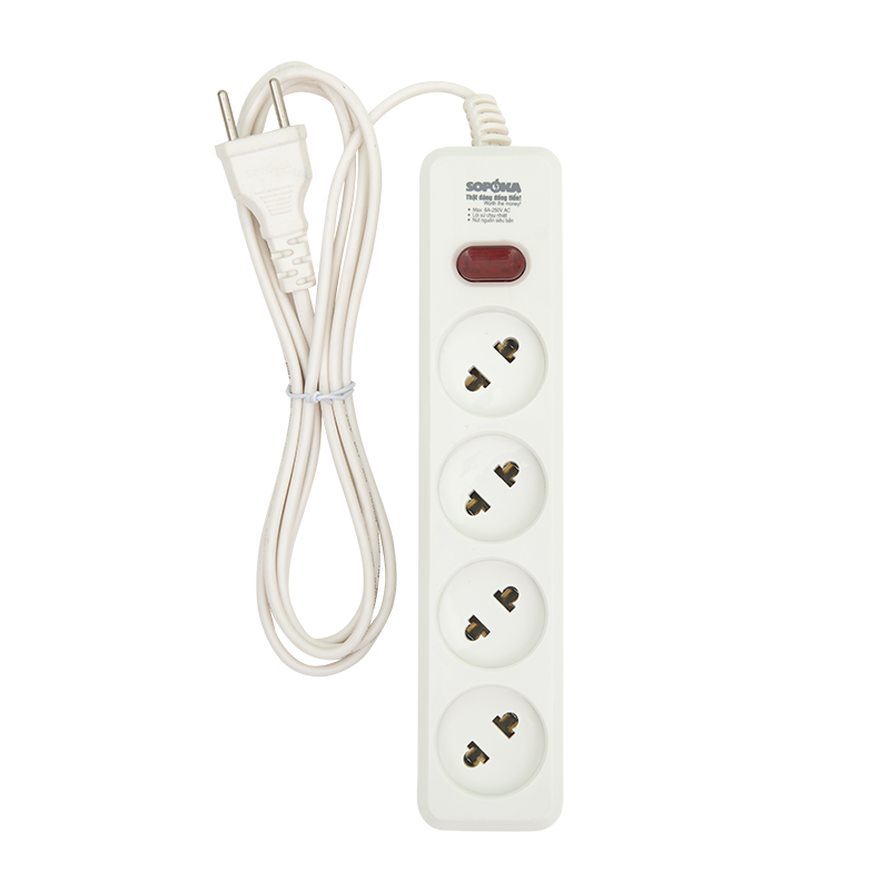 Ổ cắm lõi sứ chống cháy Sopoka 4L2-5, dây 4.5m