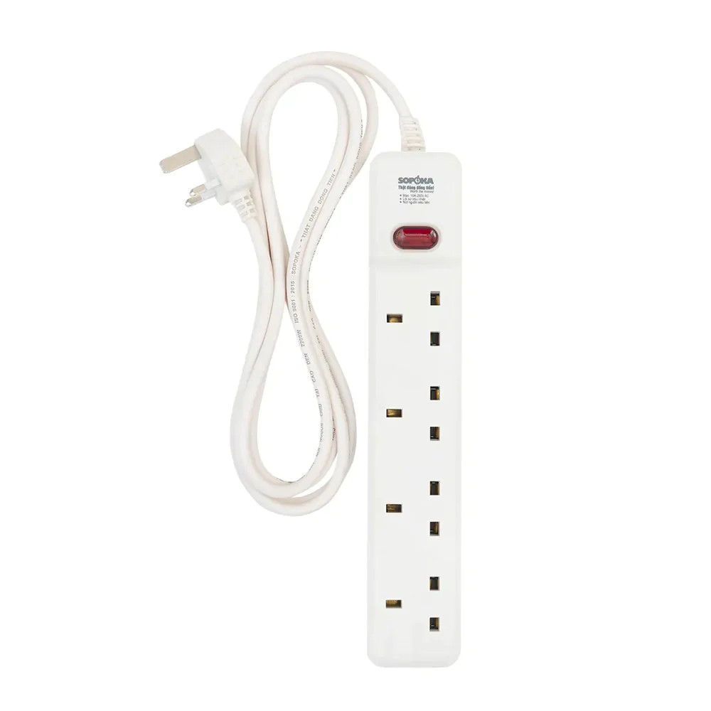 Ổ cắm tiêu chuẩn Anh Quốc Sopoka 4E1-5, dây dài 5m