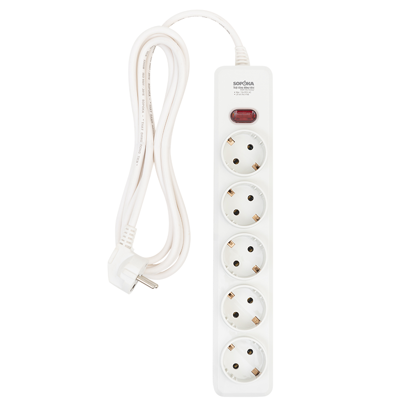 Ổ cắm tiêu chuẩn Châu Âu Sopoka 5N2-5, dây dài 4.5m