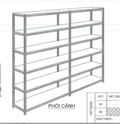 Kệ sắt, kích thước cao 2m2 x dài 2m6 x rộng 60cm x 6 tầng