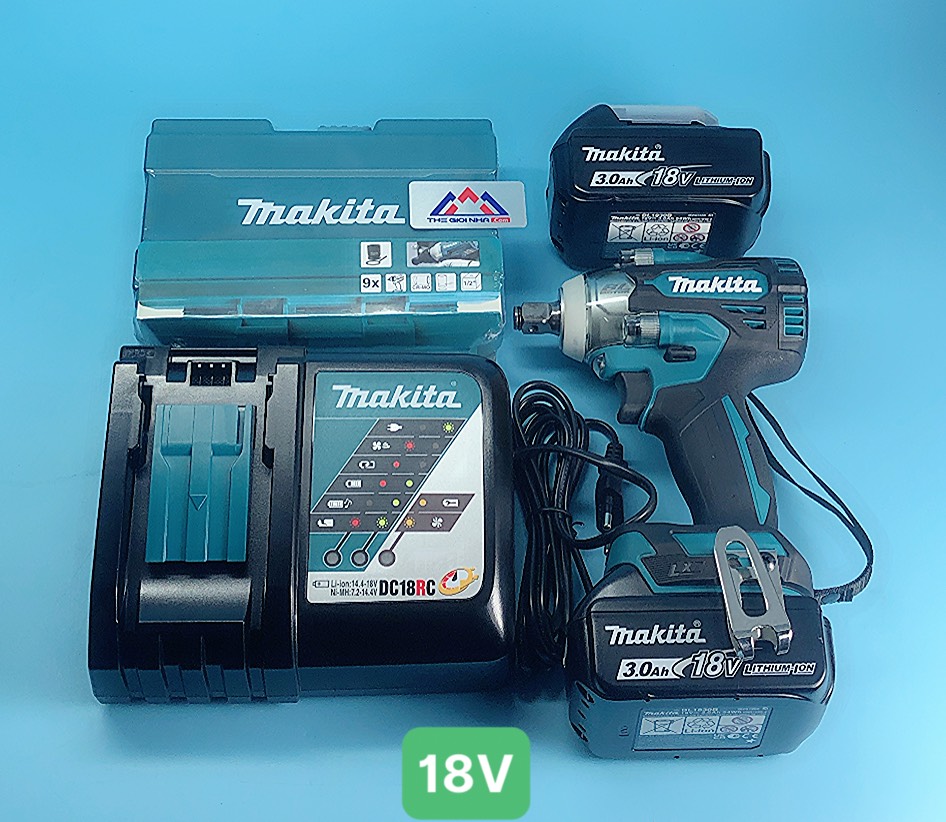 Máy siết bu lông dùng pin 18V Makita DTW300FJX4, cốt 12.7mm/ 2 pin 3.0Ah (BL1830B), sạc nhanh (DC18RC)