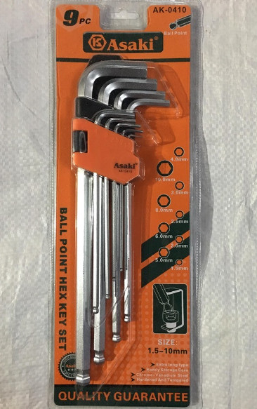 BỘ LỤC GIÁC BI DÀI XI MỜ ASAKI AK-0410 1.5-10MM