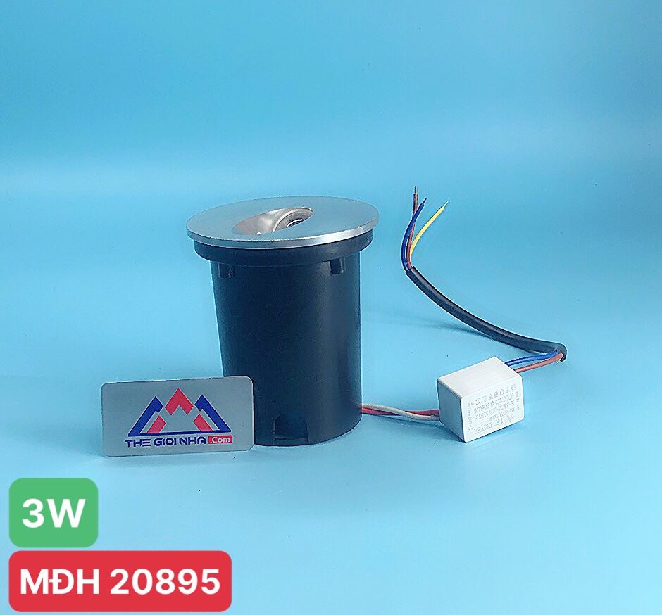 Đèn LED âm bậc cầu thang mini 3w ngoài trời mặt tròn góc chiếu 30 độ chống nước màu Ánh sáng vàng