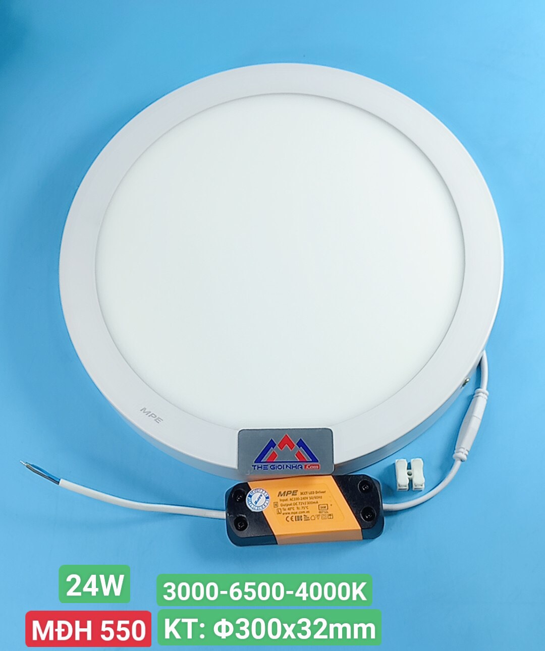 Đèn Led panel 24W MPE SRPL-24/3C 3 màu, loại tròn nổi gắn trần