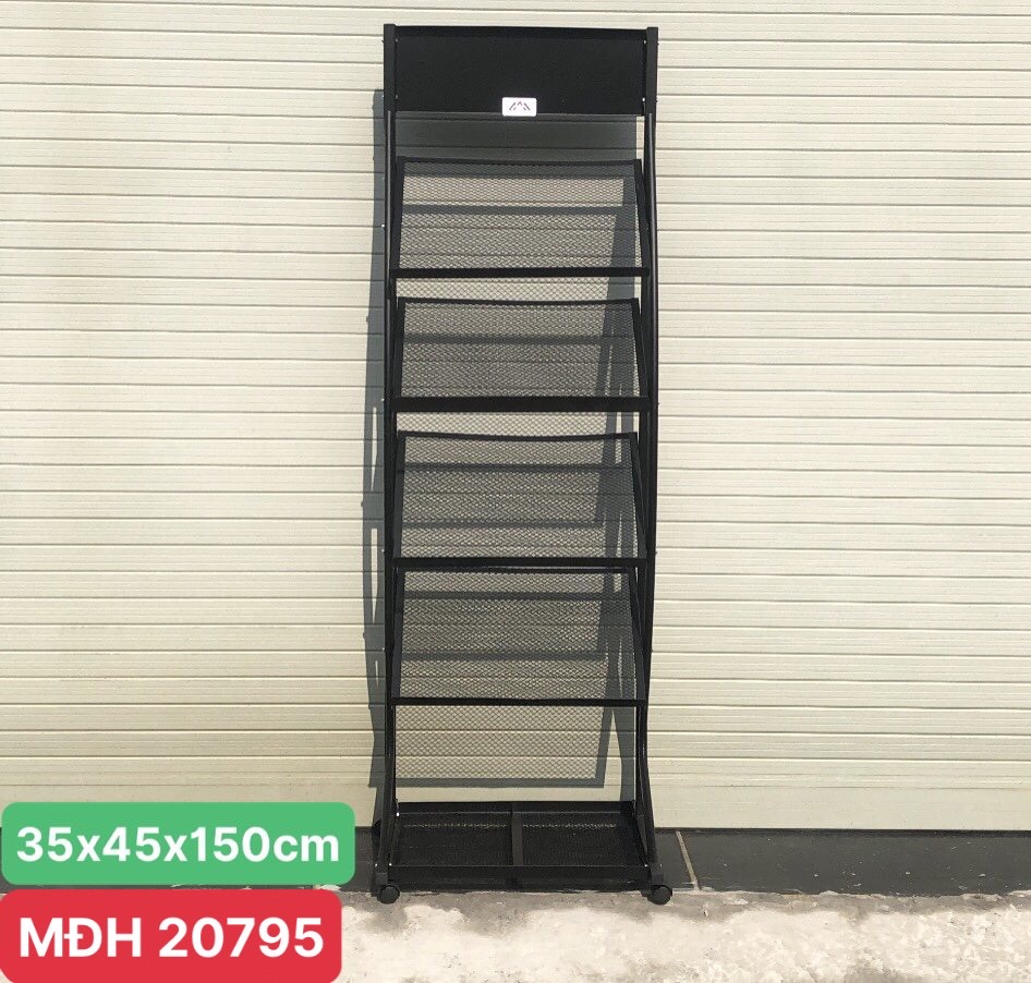 Giá kệ để brochure, catalo, tờ rơi 4 tầng bằng sắt khổ A3 35cm x 45cm x 150cm