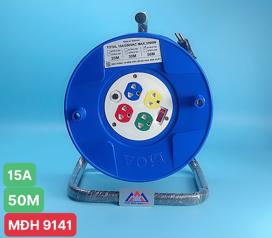 Ổ cắm điện rulo loại lớn 15A Lioa QT50-2-15A dây 50m