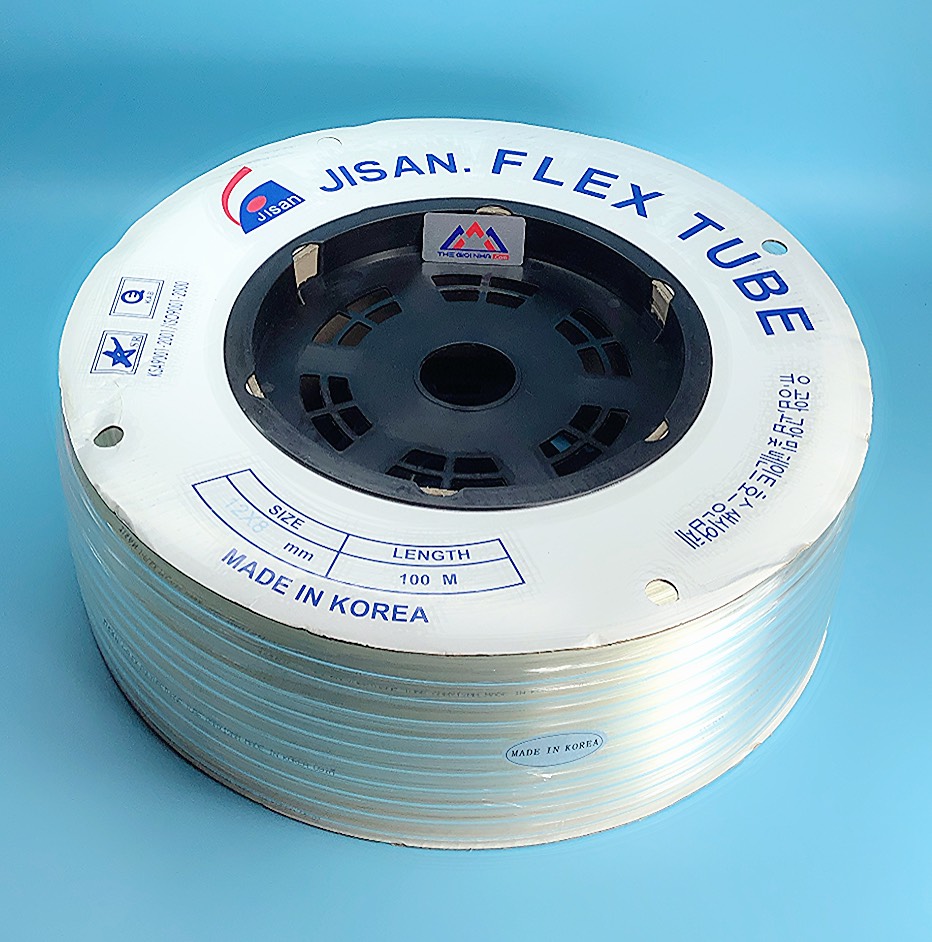 Ống hơi PU 8 x 12mm JISAN màu trắng, 100m/ cuộn