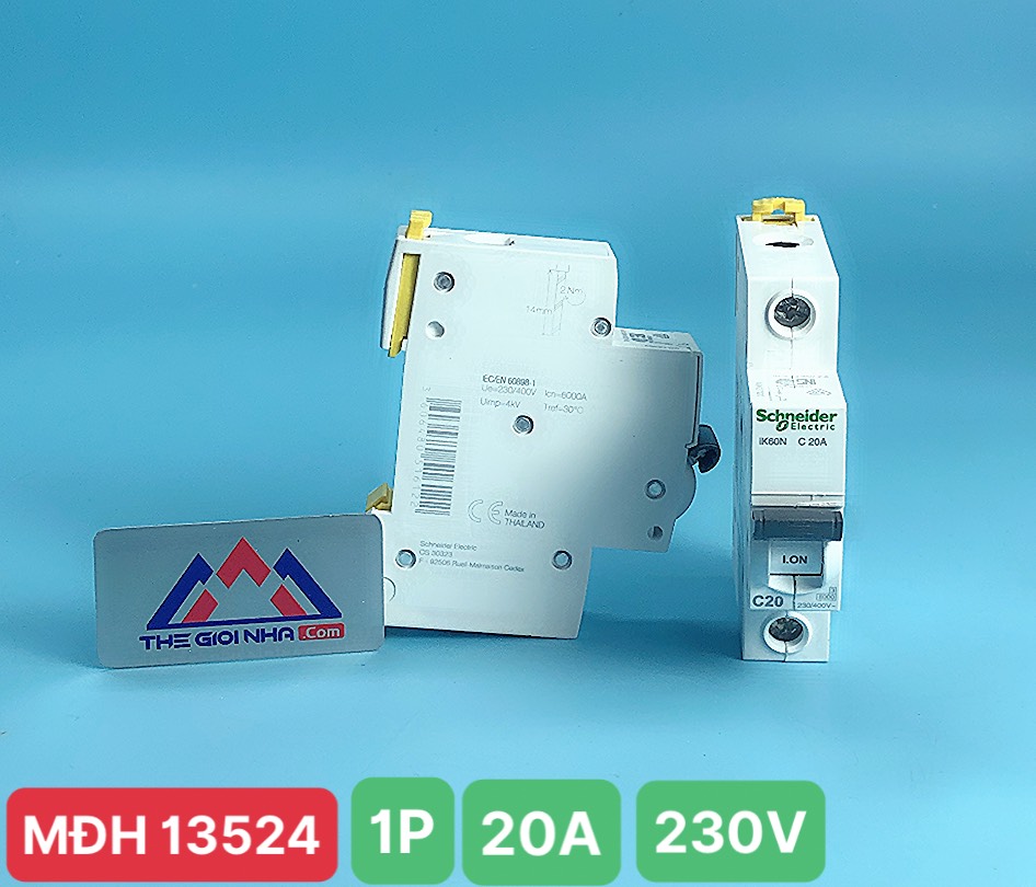 Cầu dao tự động MCB Acti9 iK60N 1P 6kA 230V 20A C curve Schneider A9K27120
