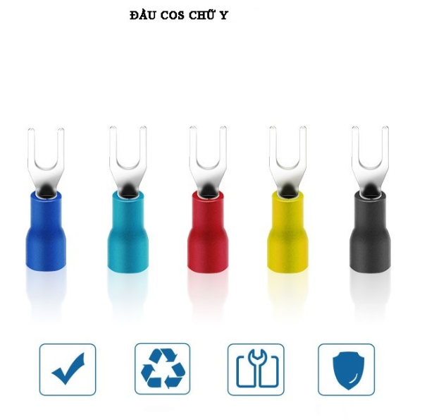 Đầu cos chữ Y bọc nhựa màu đen SV2-4, tiết diện dây 1.5~2.5 mm2, đô rộng càng 4mm
