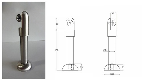Phụ kiện inox chân vách ngăn vệ sinh, dài 138mm