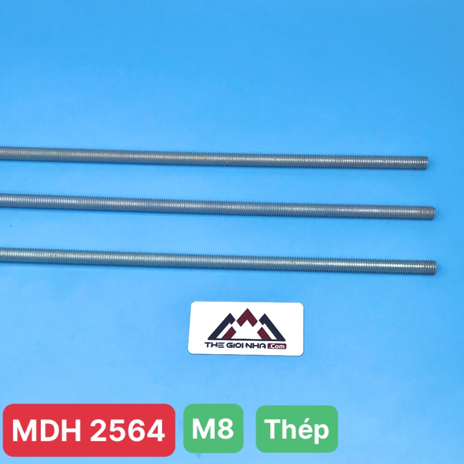 Thanh ty ren sắt M8, cắt cây dài 0.5m, 1m, 1m5, 2m, 3m, 6m