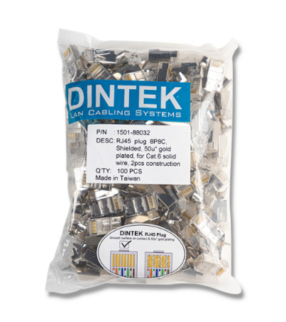 Đầu mạng CAT.6 S-FTP chống nhiễu RJ45 DINTEK 1501-88032 (100 đầu/gói)