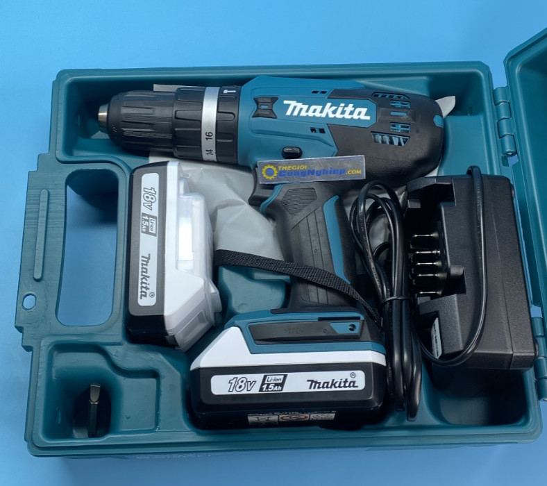 Máy khoan và vặn vít dùng Pin 18V Makita HP488D002, (2 pin 1.5ah, sạc, vali)
