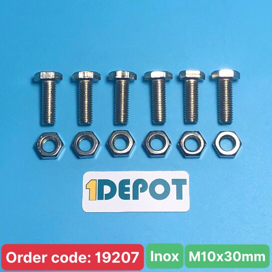 Bu lông đầu lục giác ngoài ren suốt M10, KT 10x30mm chất liệu Inox