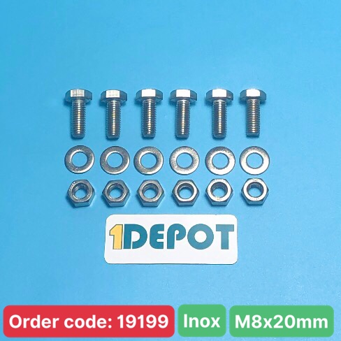 Bu lông đầu lục giác ngoài ren suốt M8, KT 8x20mm chất liệu Inox