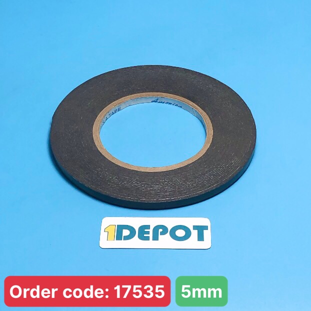 Cuộn băng keo xốp 2 mặt, kích thước Rộng 5mm x Dày 1mm x Dài 6000mm, màu xanh đậm