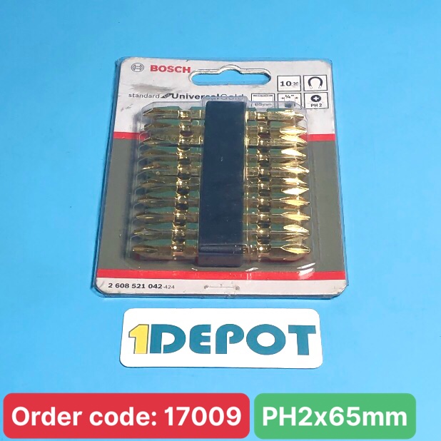 Đầu vặn vít ngắn BOSCH 2608521042, kích thước PH2-65MM