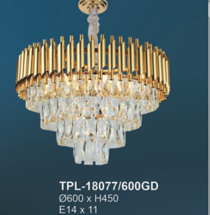 Đèn chùm Andora TPL-18077/600GD Ø600*H450, E14x11, màu vàng