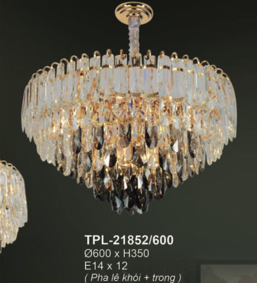 Đèn chùm Andora TPL-21852/600 Ø600*H350, E14x12, pha lê khói + trong