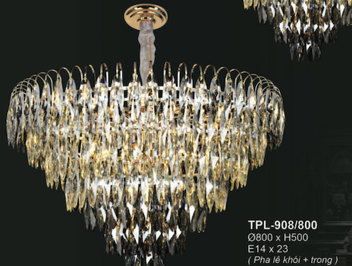 Đèn chùm Andora TPL-908/800 Ø800*H500, E14x14, pha lê khói + trong