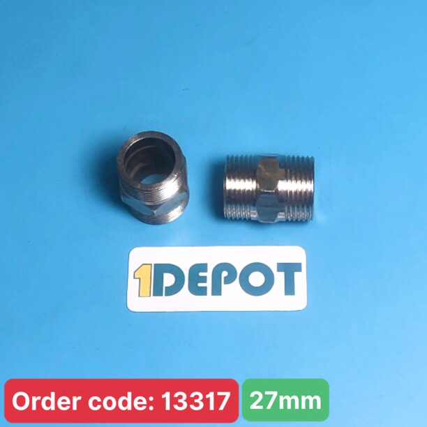 Kép ren, nối thẳng 2 đầu ren ngoài ø27 chất liệu inox