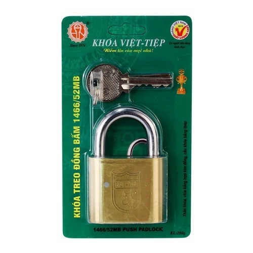 Khóa cửa treo Việt Tiệp đồng bấm 1466/52MB