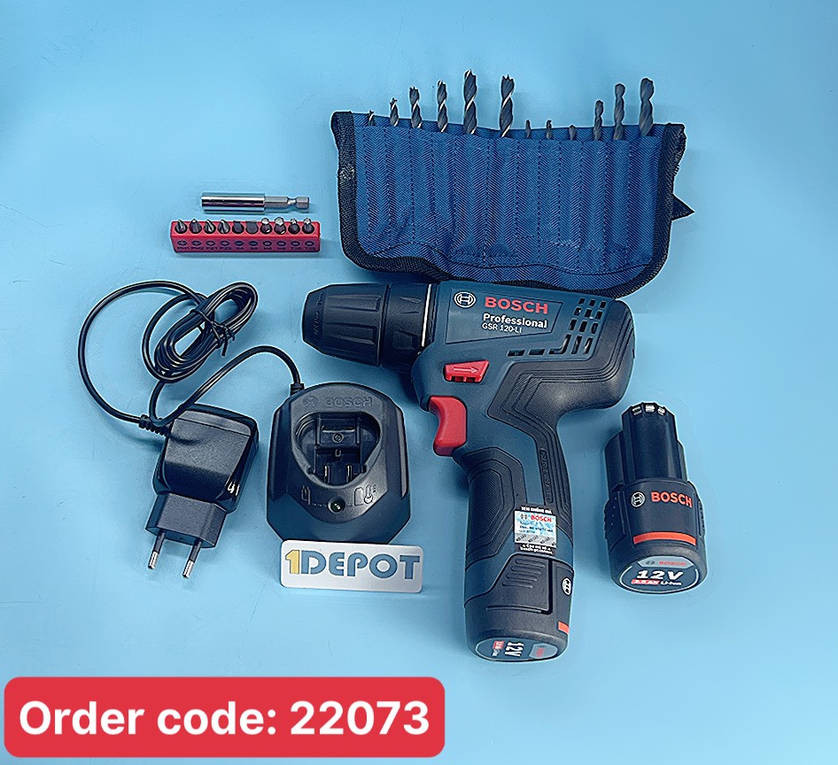 Máy khoan vặn vít dùng pin 12V Bosch GSR 120-LI  (set 2 pin + 1 sạc)