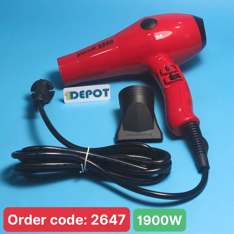 Máy sấy tóc 1900W PURODI PLOD 2800 màu đỏ