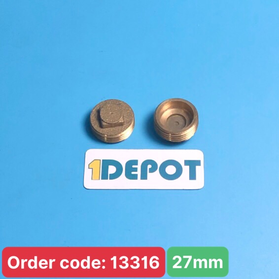 Nắp khóa, bịt đầu ống ren ngoài ø27mm chất liệu đồng thau