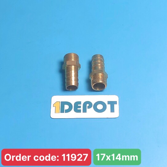 Nối đuôi chuột đầu ren ngoài ø17, đầu nối ống ø14, chất liệu đồng
