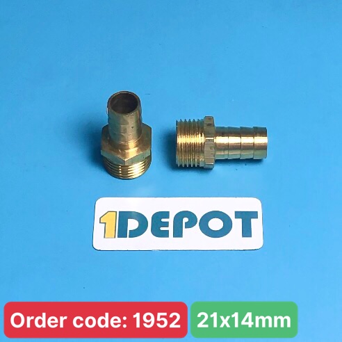 Nối đuôi chuột đầu ren ngoài ø21 đầu nối ống ø14 chất liệu đồng