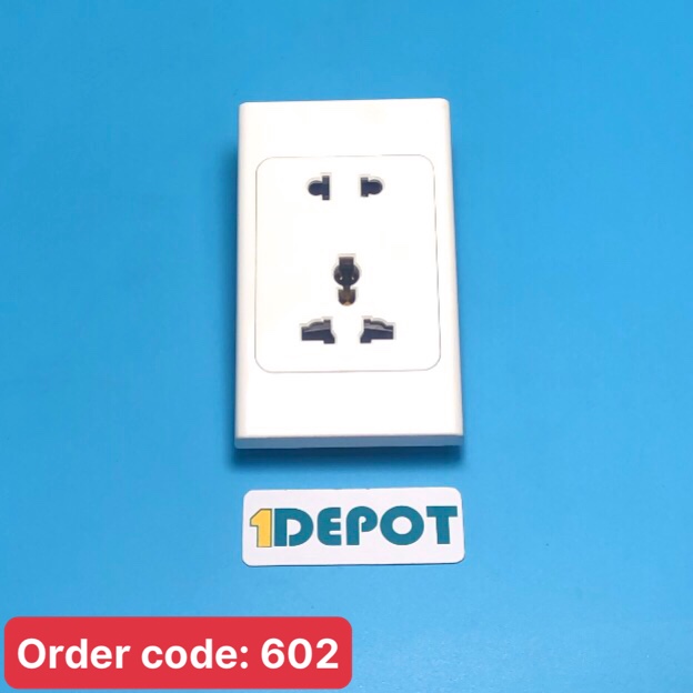 Ổ cắm đôi đa năng, ổ cắm đơn 16A MPE A20US2MN, kích thước: 120mm x 72mm