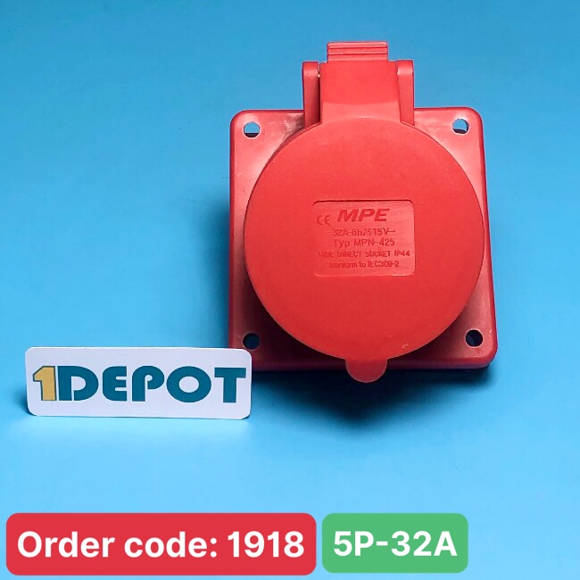 Ổ cắm loại cố định bắt trên bảng điện xéo MPN-425 MPE, 32A-380-425V-3P+N+E-IP67