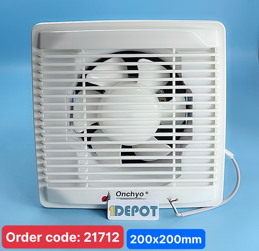 Quạt thông gió gắn tường 1 chiếu hút Onchyo FV15 LHP6T - 1w, 30W - 220v - 50Hz, kích thước khung 200 mm x 200mm