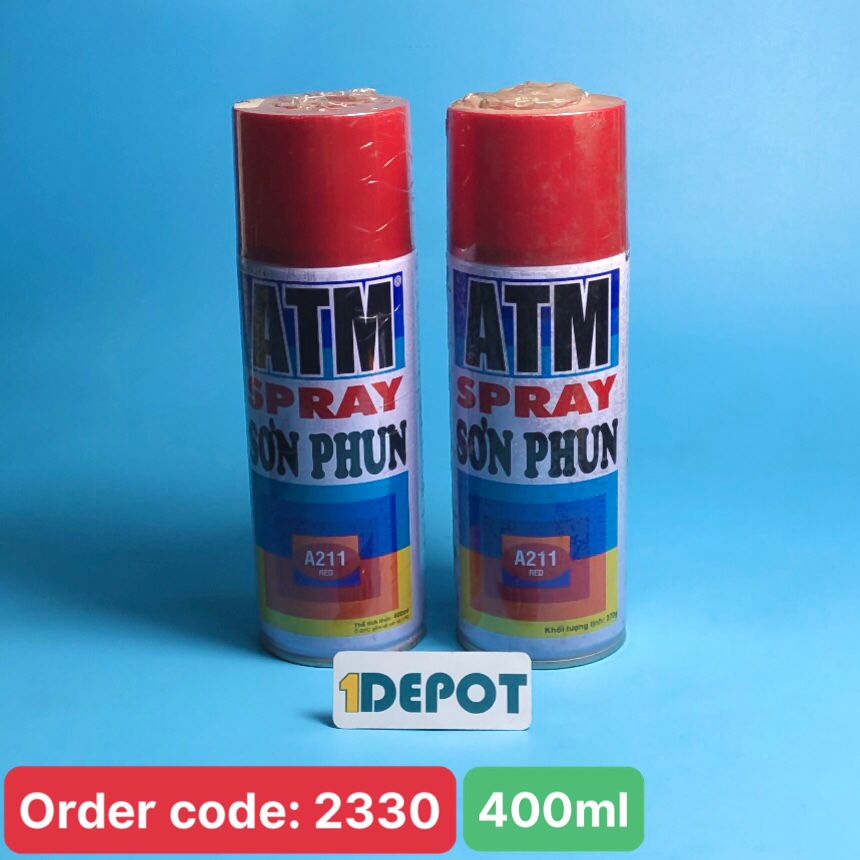 Sơn xịt Atm spray A211 màu đỏ 400ml (red), 12 chai/ 1 thùng