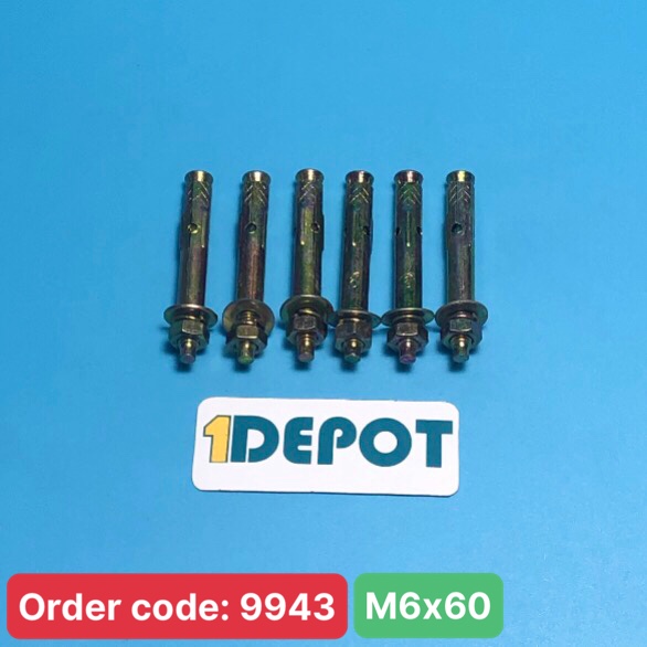 Tắc kê sắt xi vàng M6, KT 6x60mm