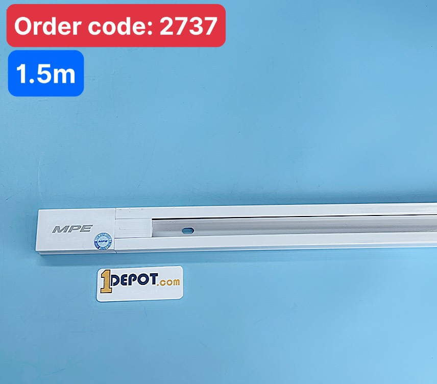Thanh ray đèn chiếu điểm màu trắng 2 dây MPE TR2, 985x34x16mm