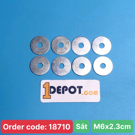 Vòng đệm, Long đền phẳng sắt loại mỏng 6F, KT 6x2.3cm