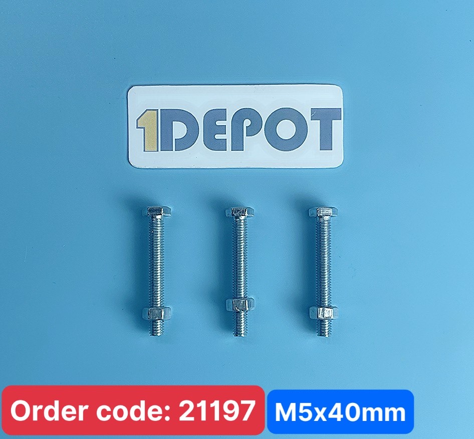 Bộ bu lông + đai ốc M5*40mm, chất liệu xi
