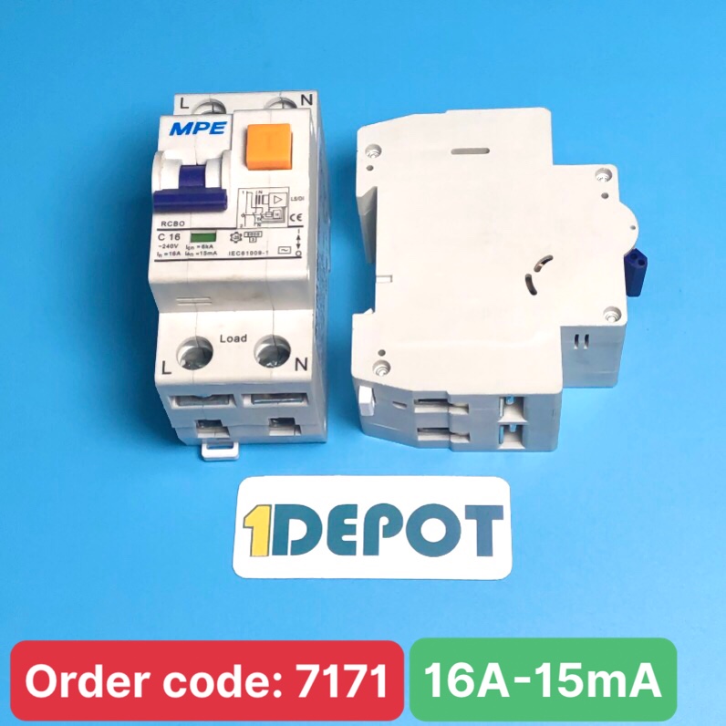 Cầu dao bảo vệ dòng rò MPE - số cực 2P, dòng định mức In 16A, dòng rò IΔn (mA): 15mA - RCBO-15/216