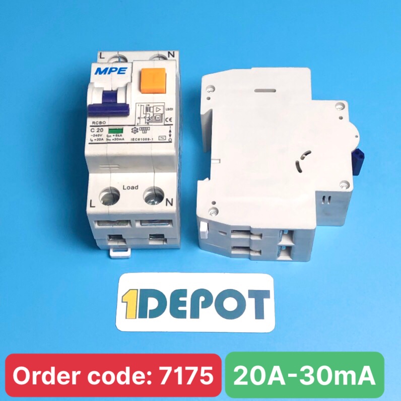 Cầu dao bảo vệ dòng rò MPE - số cực 2P, dòng định mức In 20A, dòng rò IΔn (mA): 30mA - RCBO-30/220
